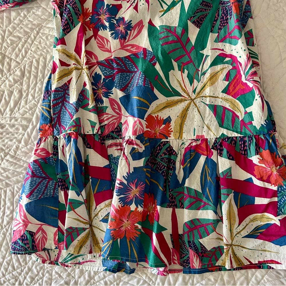 Anthropologie SUNDRY Drop Waist Dress w/ Tropical Pattern - Picture 4 of 4